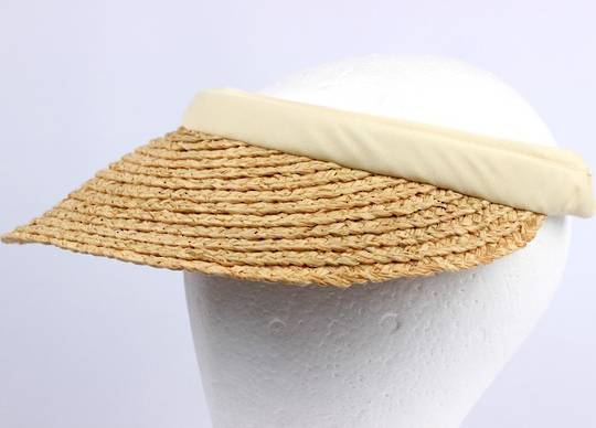 Raffia visor w cotton headbands natural HS/1333